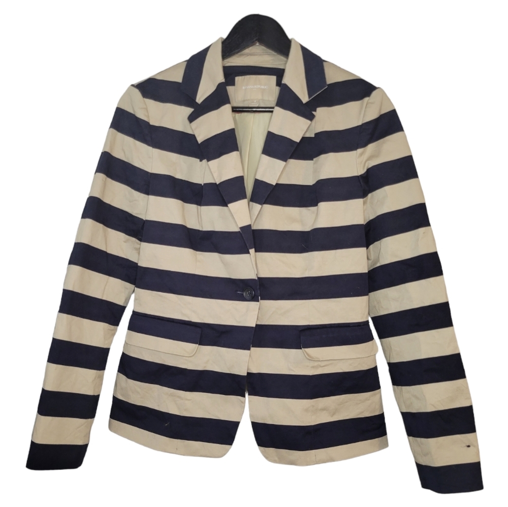 Banana Republic womens wide striped fitted blazer